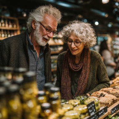 Familie cu bunici la masă, savurând o masă sănătoasă