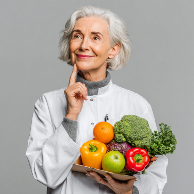 Grup de seniori zâmbitori la o masă cu mâncare sănătoasă